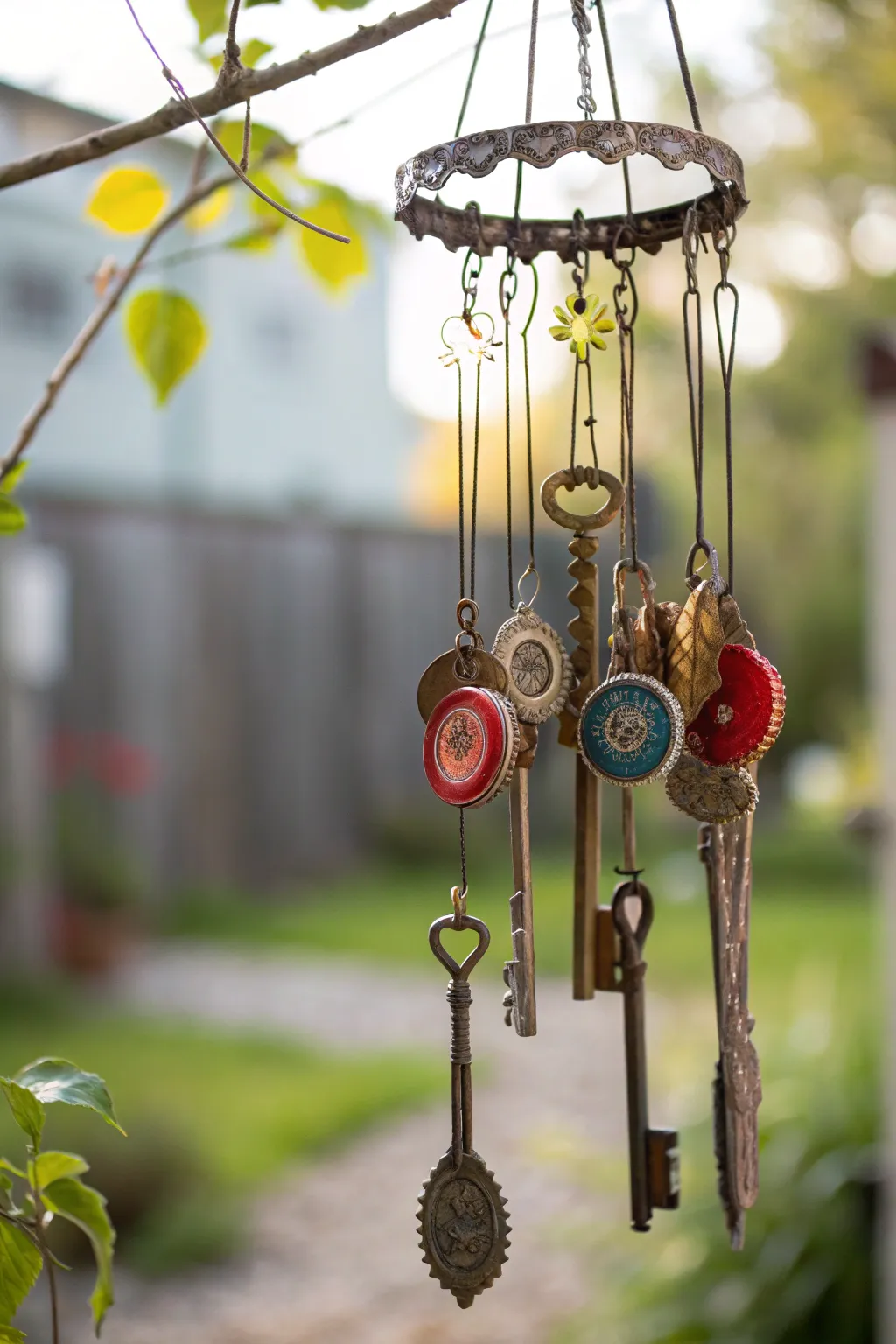 Embrace the melody of sustainability with handcrafted wind chimes from cherished recycled treasures.