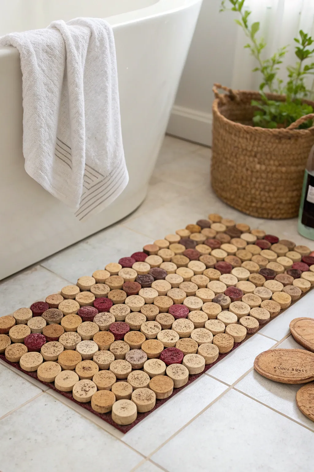 Step into sustainability with a wine cork bath mat – where eco-friendly meets elegance.
