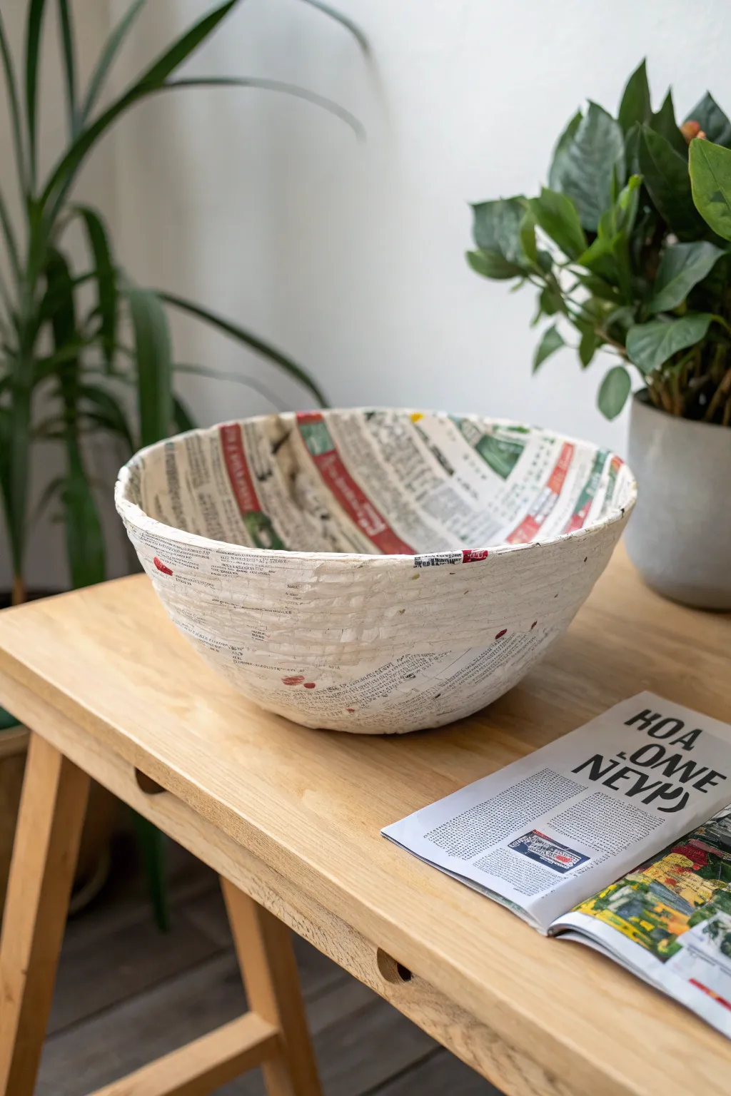 Transform old newspapers into stunning handmade art with these unique paper mâché bowls!