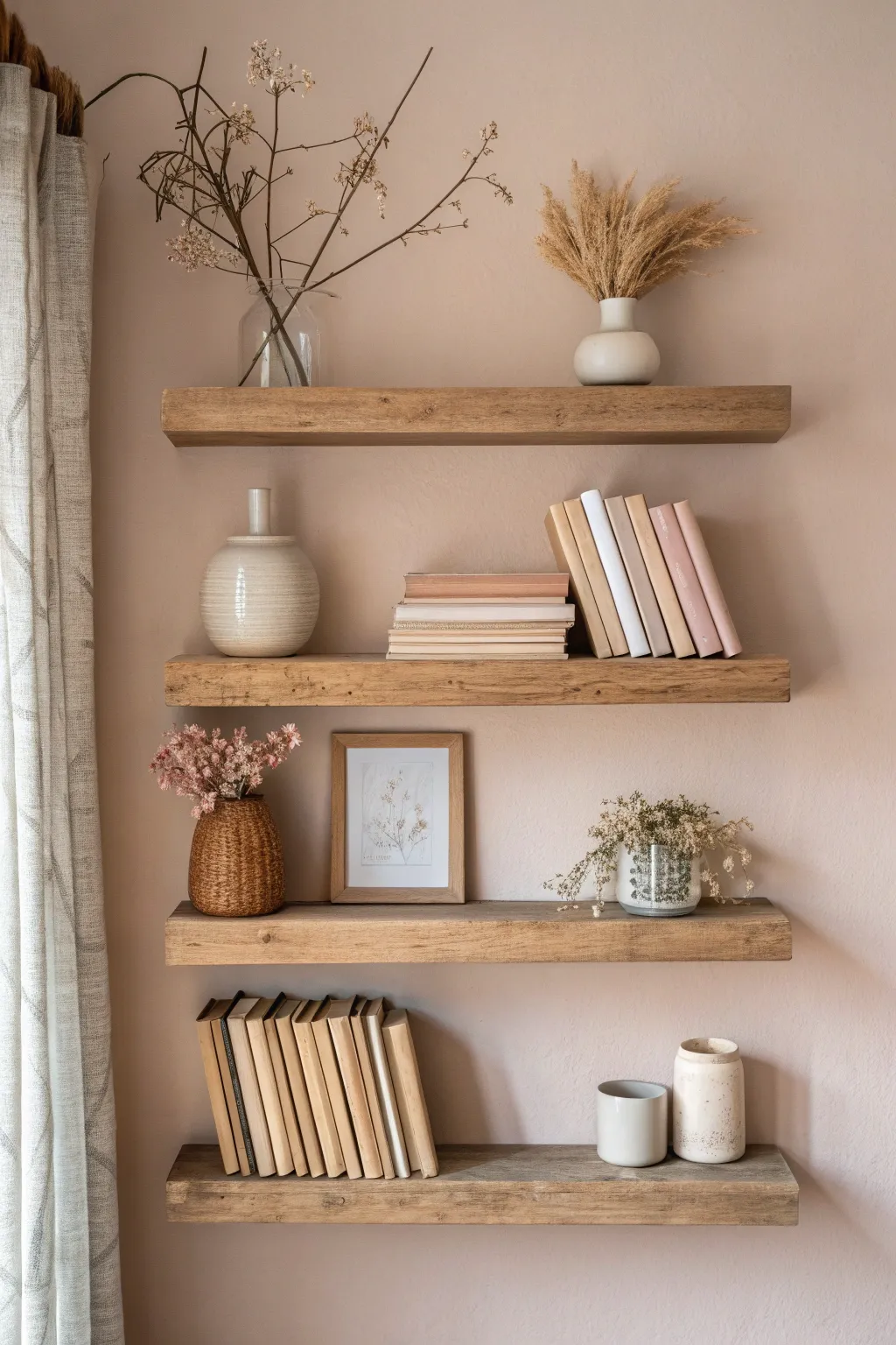 Create an illusion of space with this stunning floating bookshelf design. Seamless elegance for a modern, minimalist home.