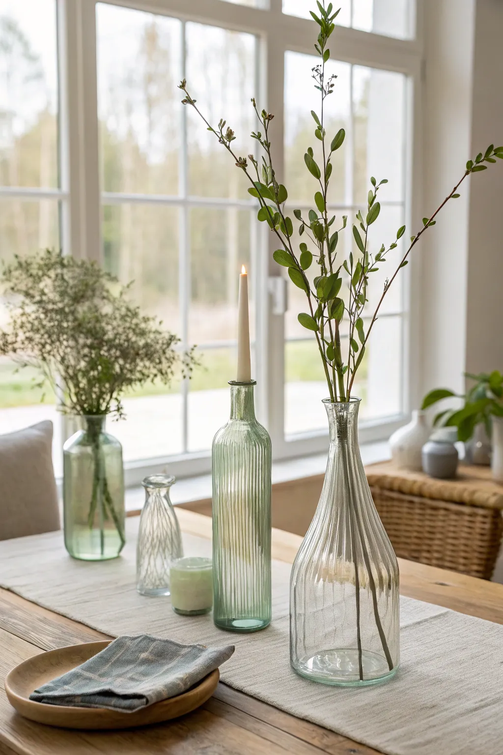 Simplicity at its best: single stems in glass vases bring modern elegance to your table setting.