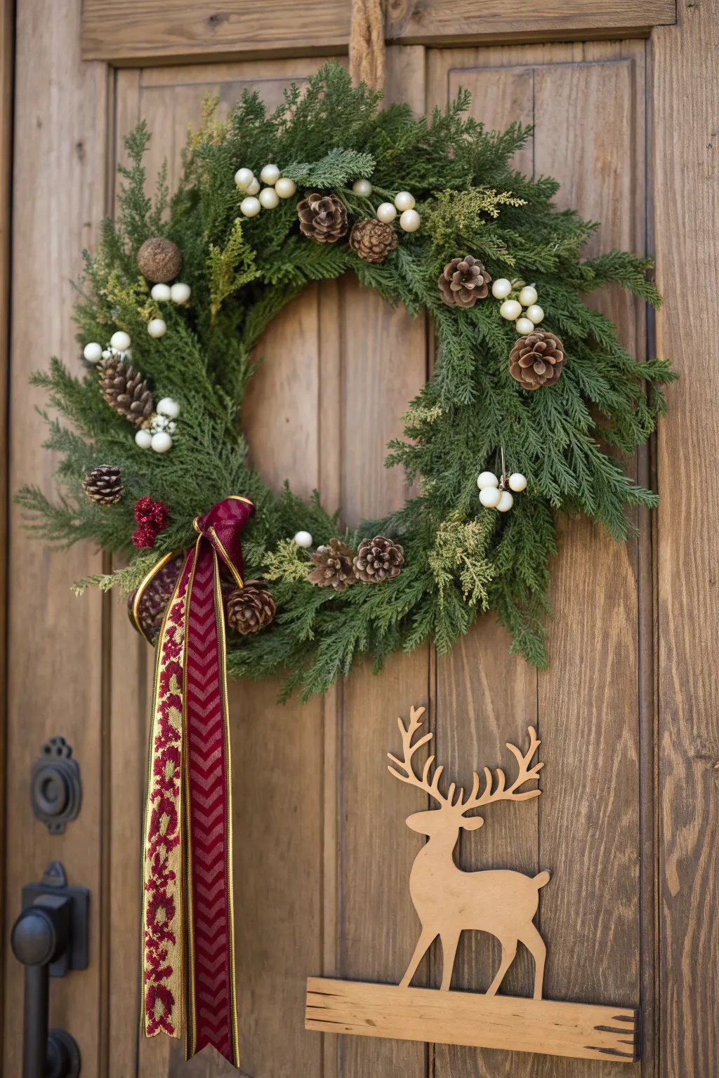 Welcome your guests this season with a charming reindeer wreath that blends Scandinavian minimalism with boho charm.