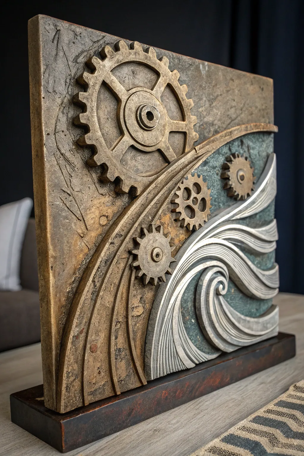 Embrace the artistry of abstract relief: where movement meets material mastery.