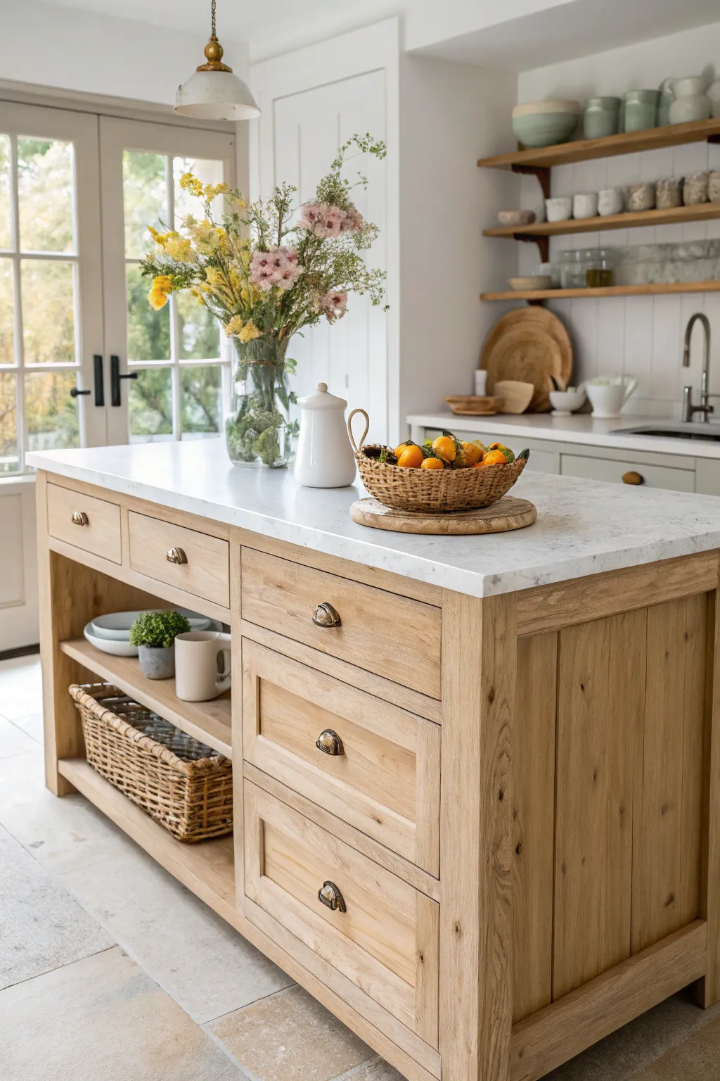 Elevate your kitchen with this stunning dresser-turned-island centerpiece. A perfect blend of function and style!