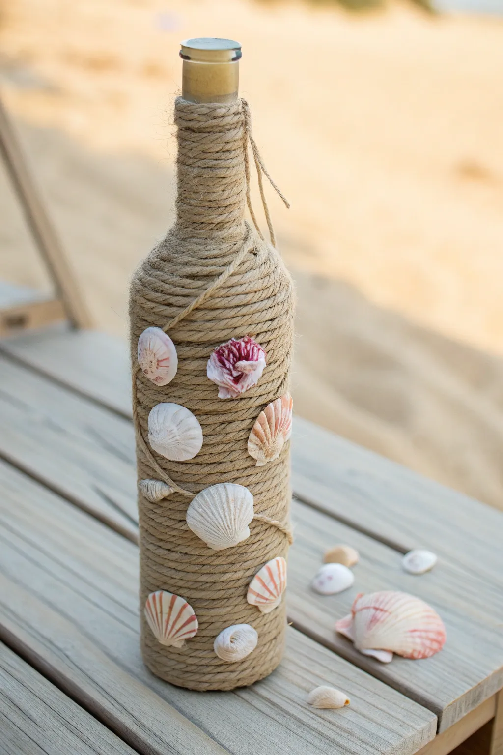 Transform your space with this stunning coastal-themed wine bottle decor, capturing the essence of seaside serenity.