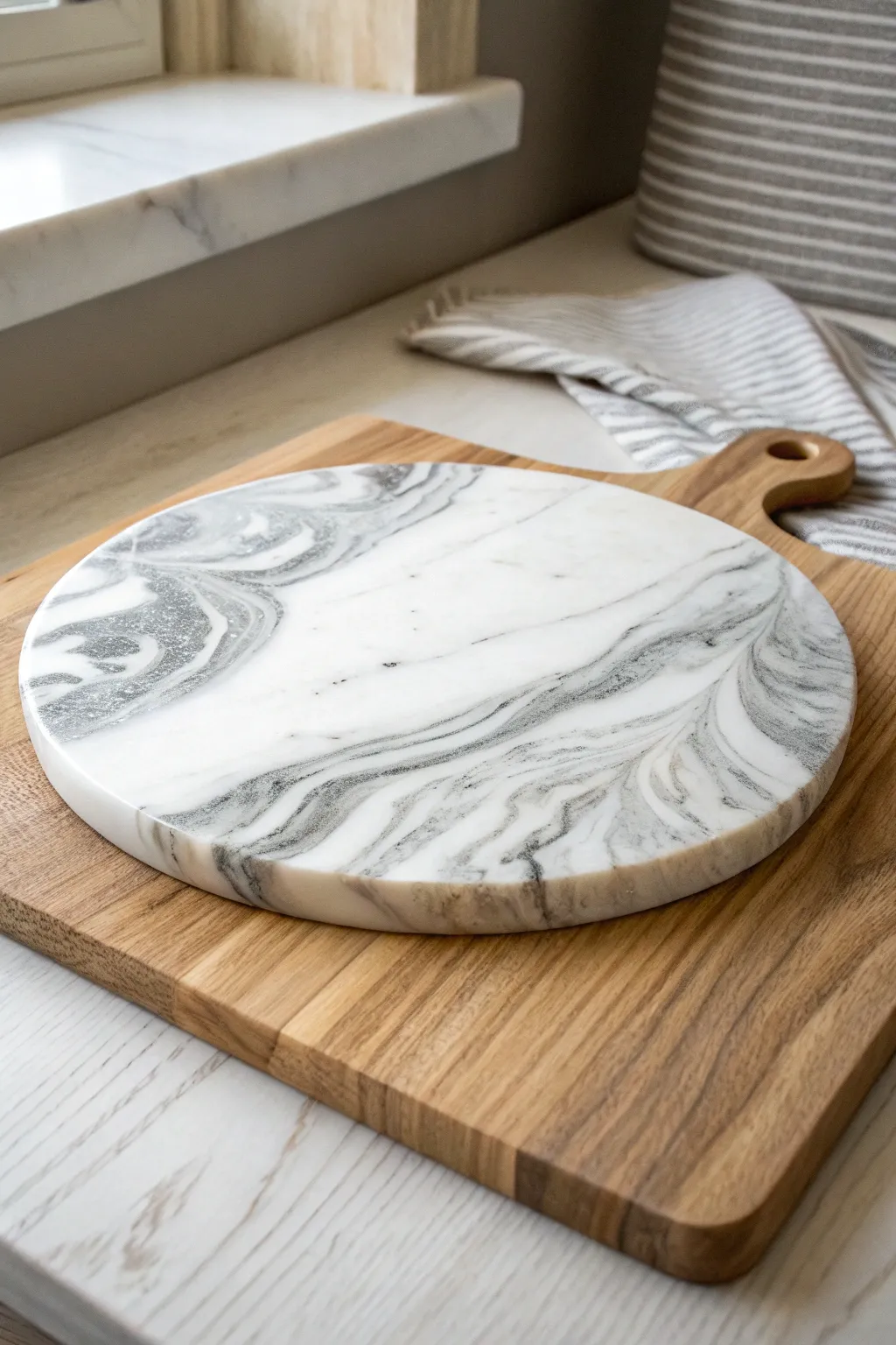 Elevate your kitchen aesthetic with the timeless elegance of a marble-effect resin charcuterie board.