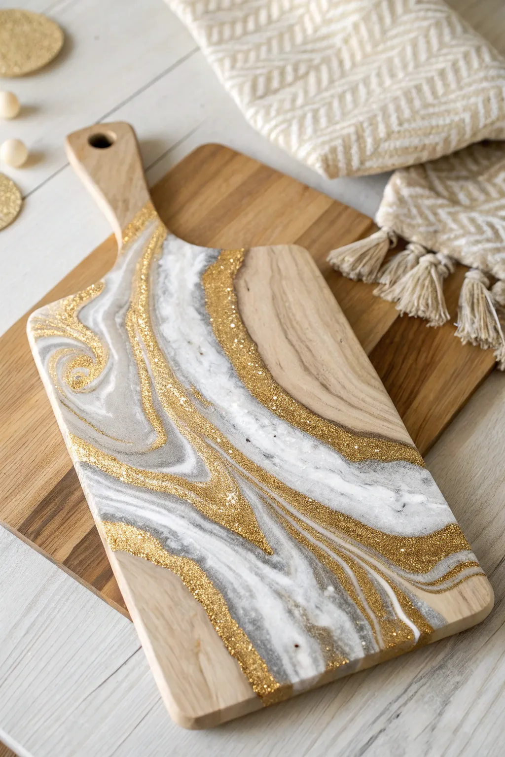 Elevate your kitchen's style with the luxurious touch of metallic resin accents.