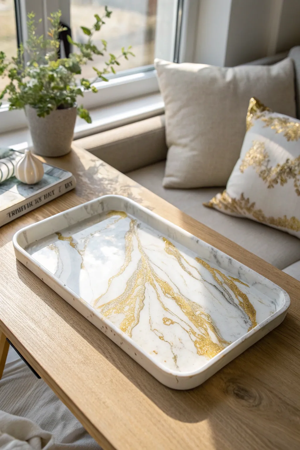 Discover the art of marbled elegance with this handcrafted resin tray, where Scandinavian minimalism meets Boho beauty.