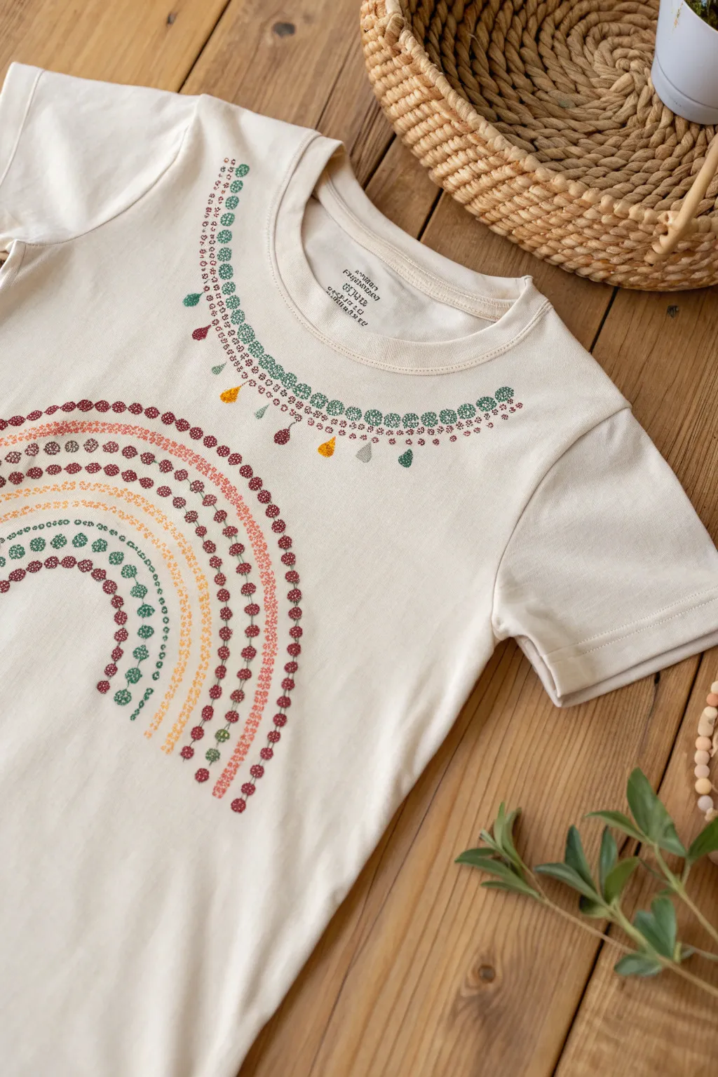 Add a playful sparkle to your t-shirts with colorful rhinestone patterns—perfect for a chic, casual weekend look!