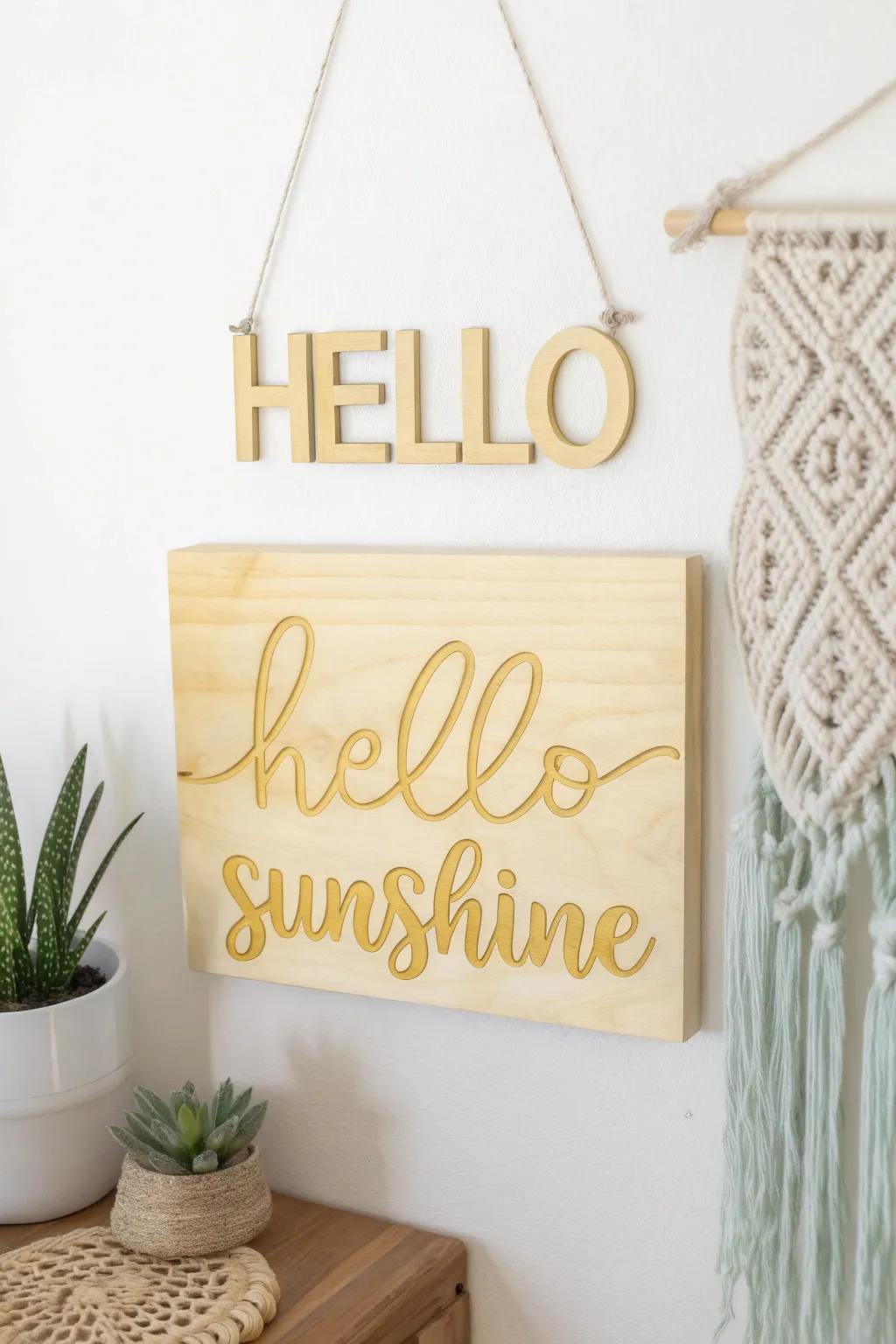 Bring a touch of sunshine indoors with this charming handmade wall sign—a perfect blend of minimalist and boho styles.