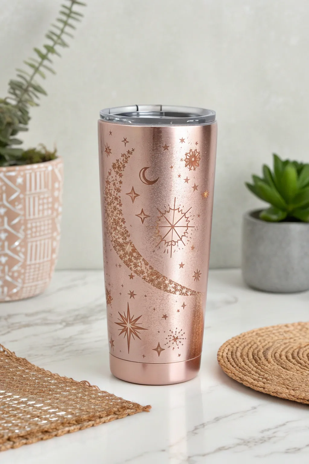Elevate your hydration game with a touch of celestial magic and rose gold elegance. ✨🌟