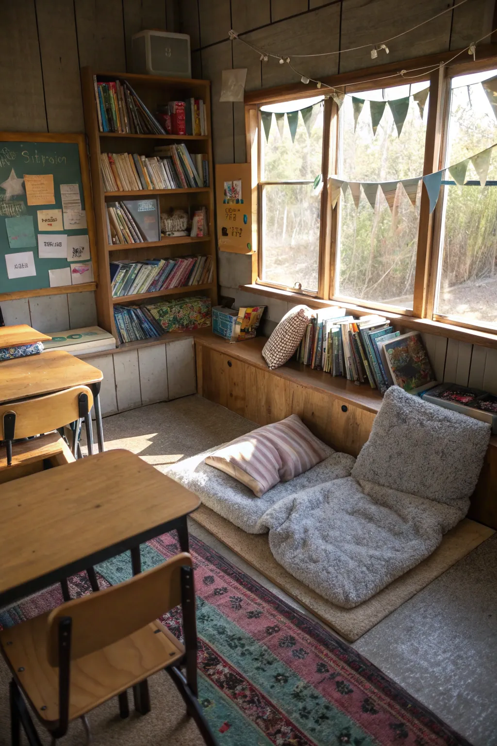 A cozy nook that invites students to dive into books.