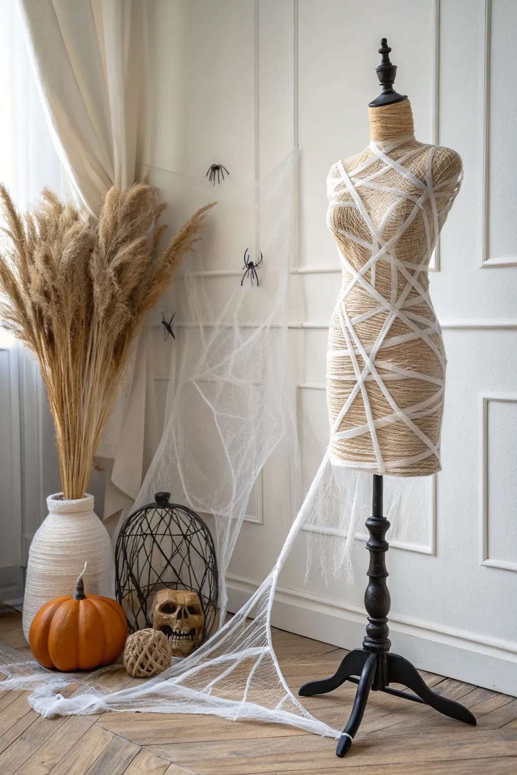 Elevate your Halloween decor with a chic, spooky centerpiece: the Spider Web Victim. 🎃🕸️ #HalloweenDecor #ScandiBohoStyle