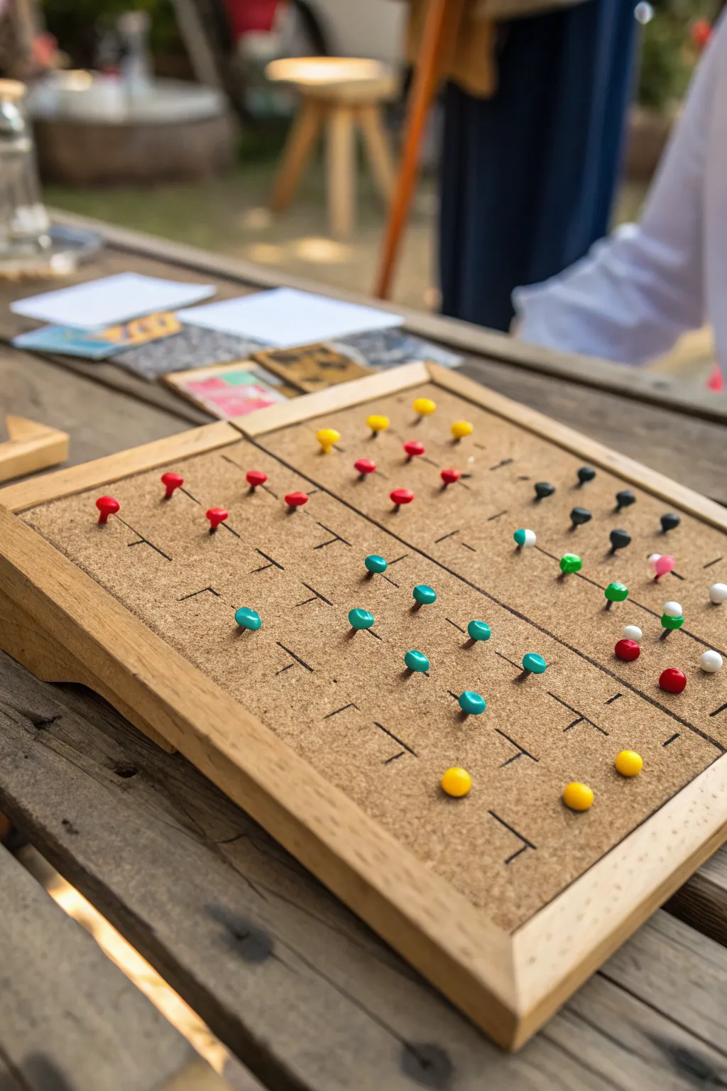 Elevate your game with this stylish cork board scoreboard, where craftsmanship meets creativity.