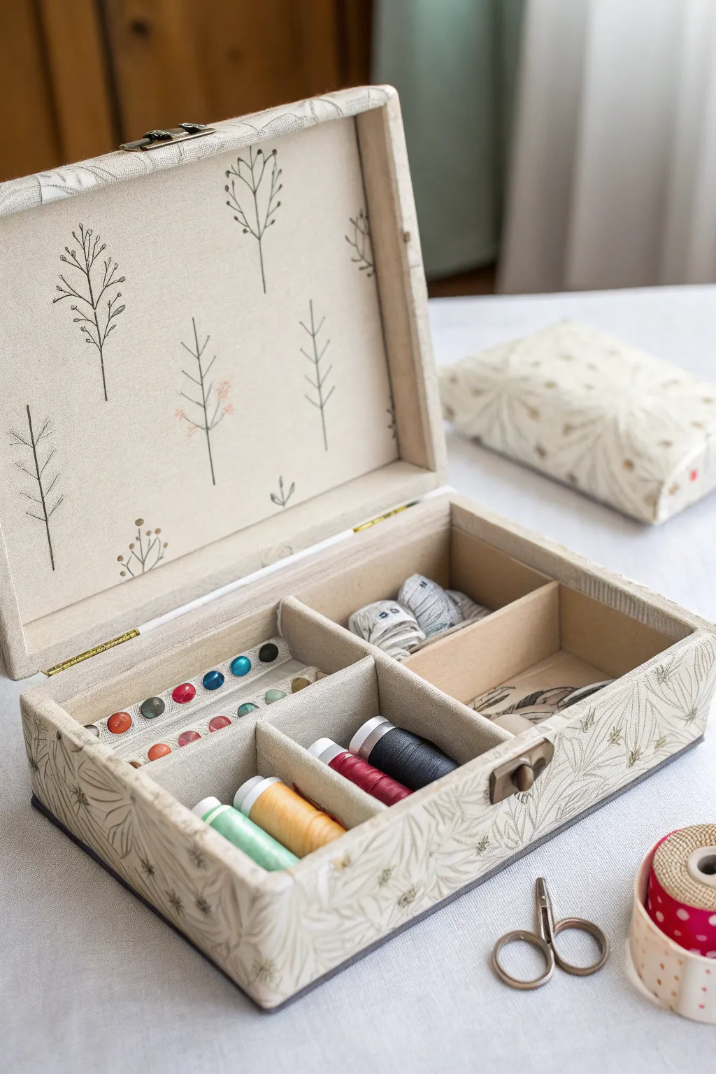 Transform your old shoe box into a chic sewing kit organizer—where simplicity meets creativity!