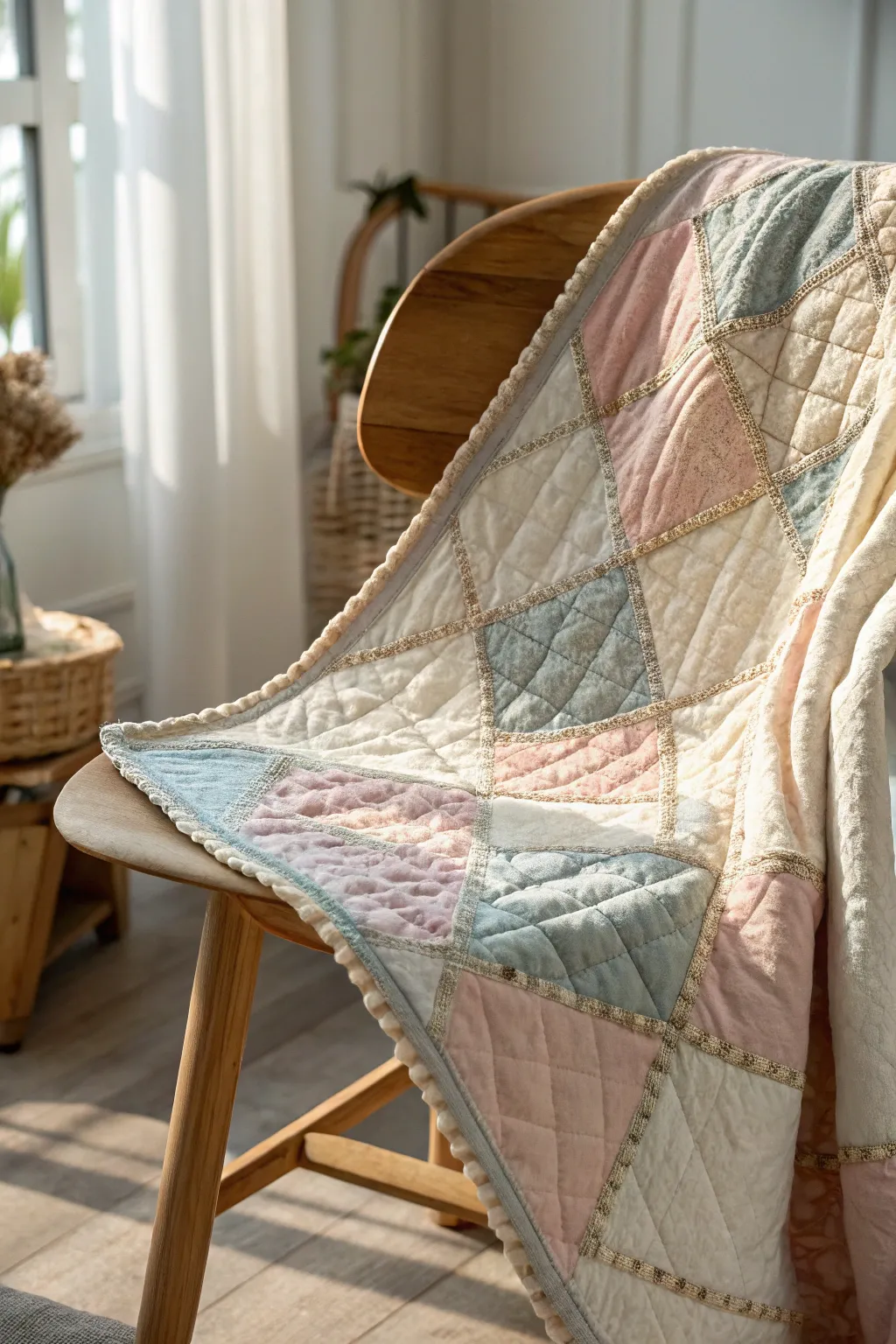 Discover the art of Fabric Fusion: where cotton meets linen for a quilt that's both cozy and chic.