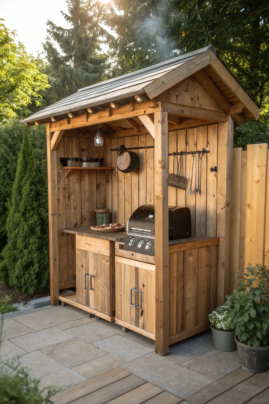 Elevate your grilling experience with a handcrafted, compact grill shed—where functionality meets timeless design.