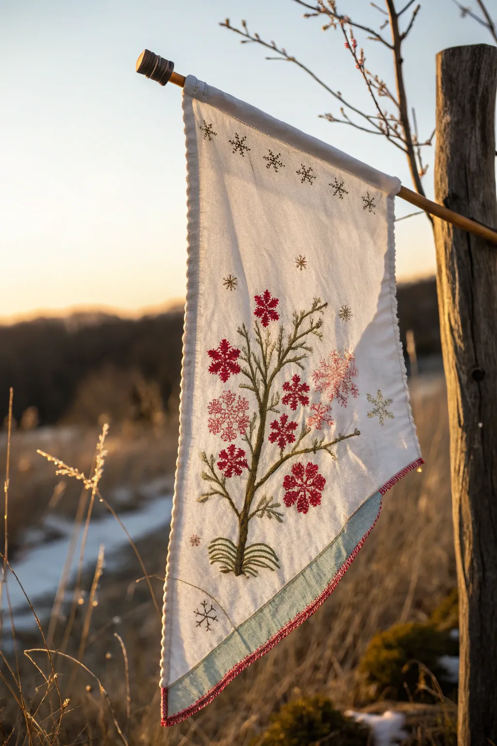 Celebrate the seasons with a touch of craftsmanship - a flag that evolves with nature's beauty.