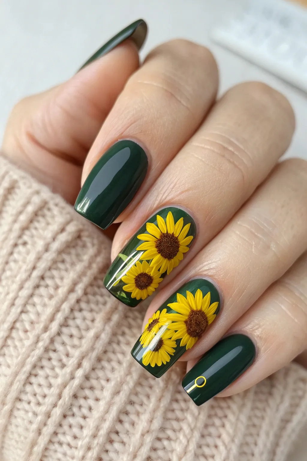 Embrace the elegance of sunflower Frenchies—perfectly blending summer's warmth with fall's richness.