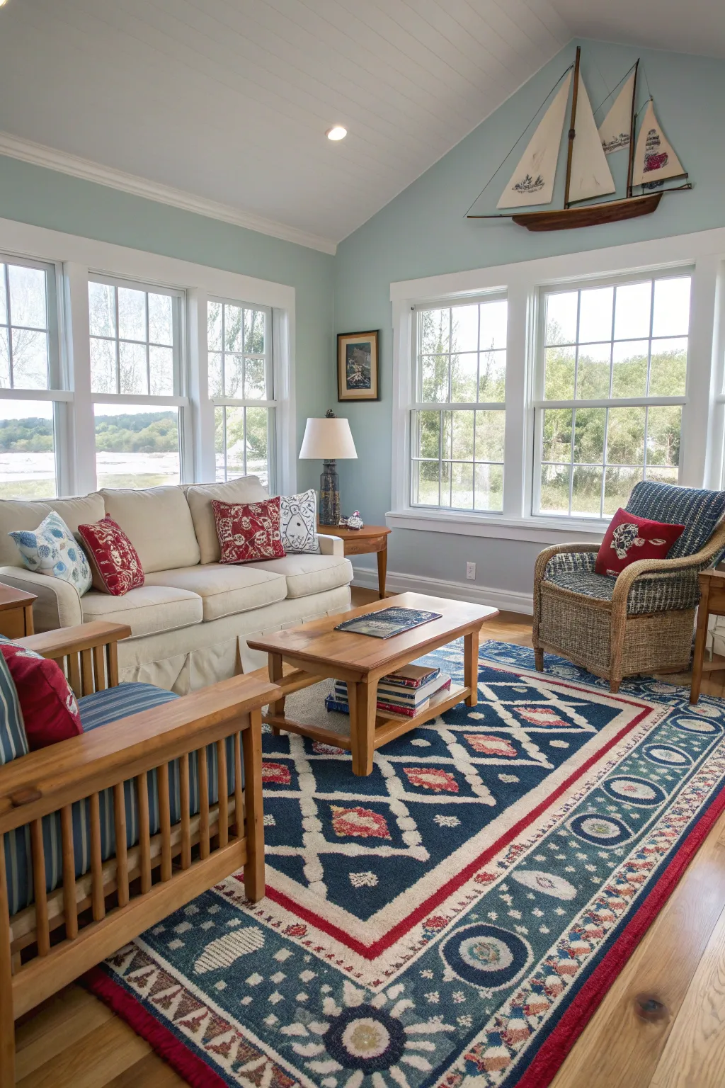 A statement rug can be both a unifying and eye-catching element.