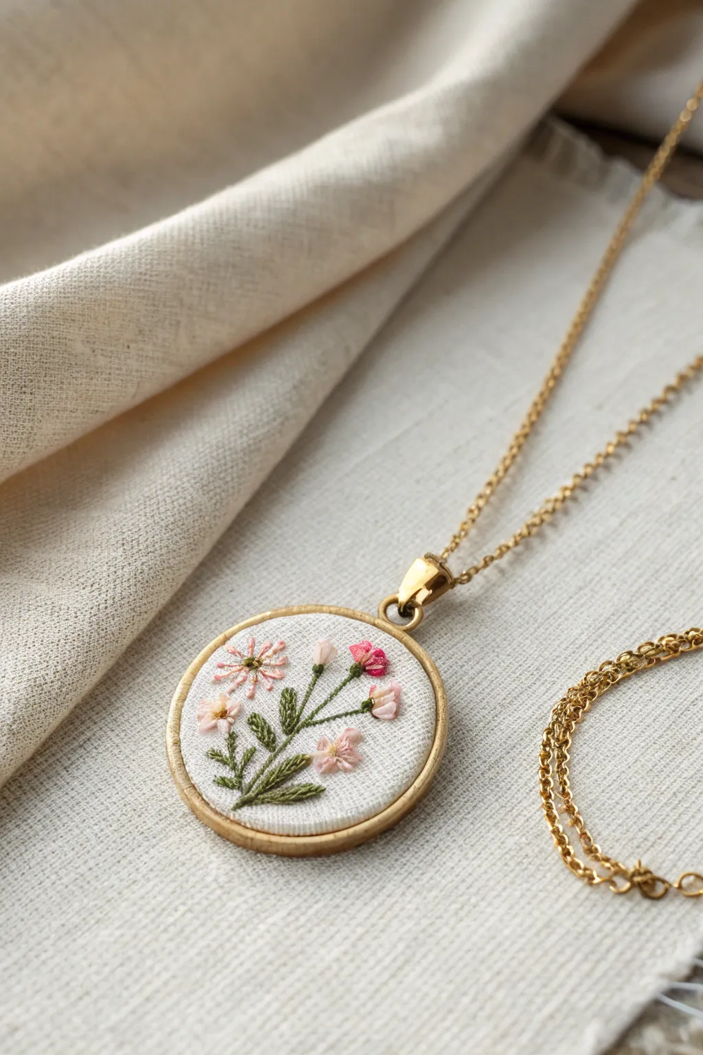 Wearable art: Embrace the beauty of simplicity with this exquisite embroidered necklace.