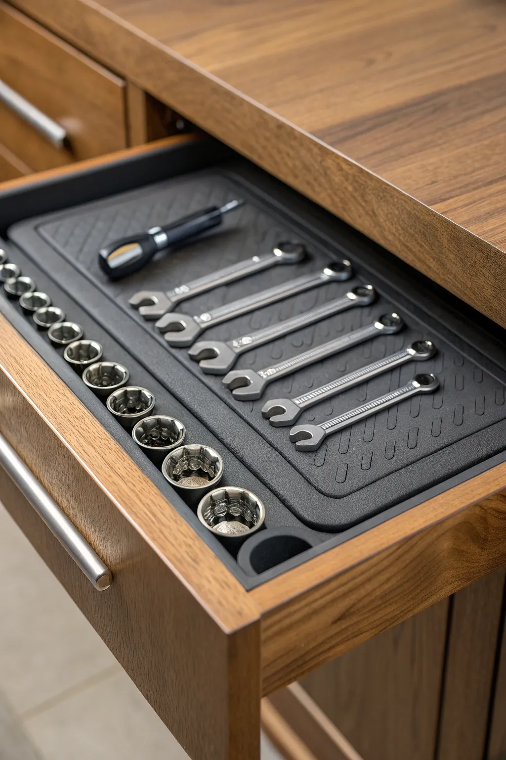 Elevate your tool organization with style and precision using a magnetic tool mat.