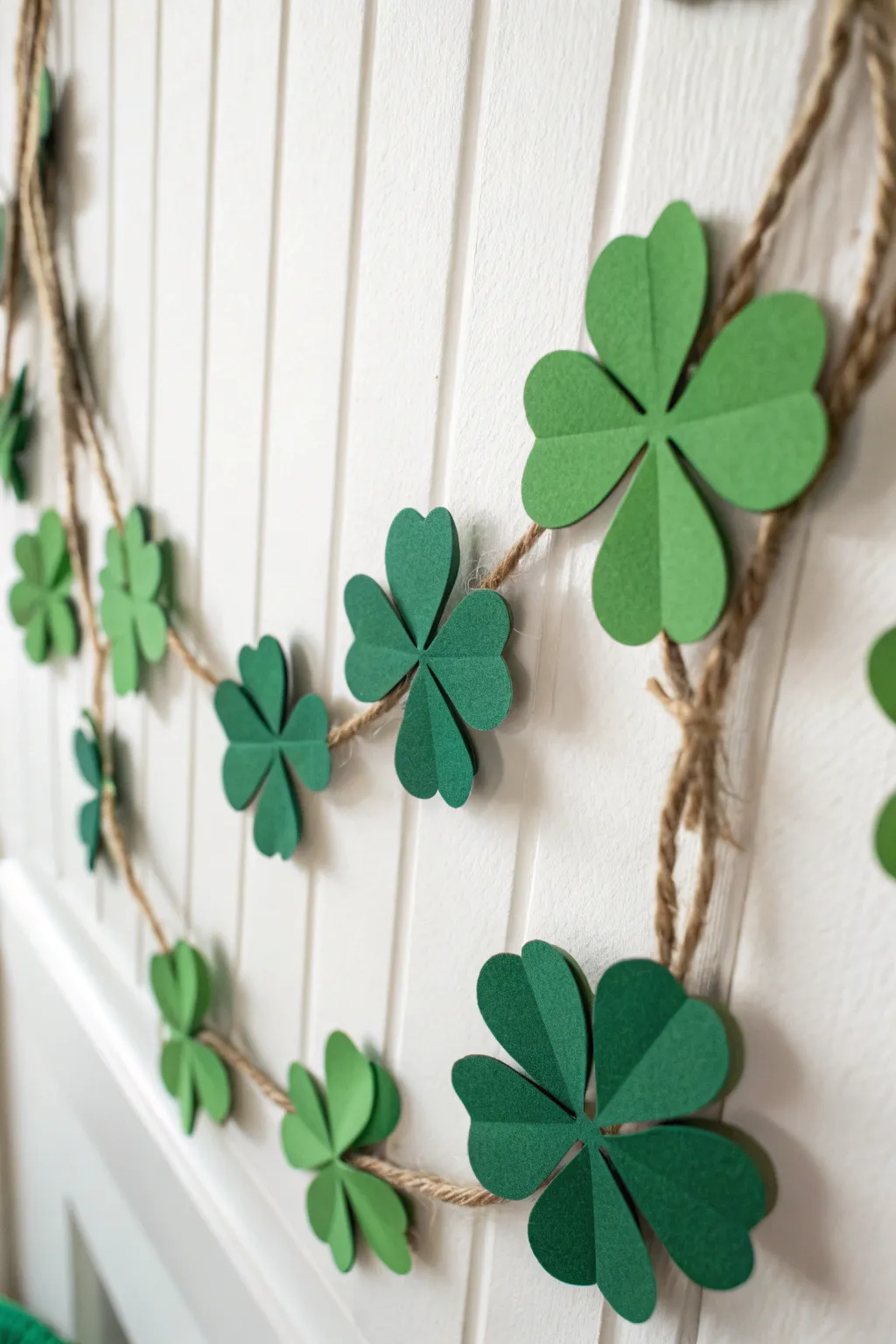 Bring a touch of festive elegance to your home with a handcrafted shamrock garland.
