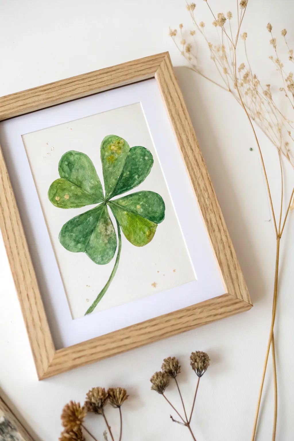 Discover the joy of color with this charming hand-painted four-leaf clover!