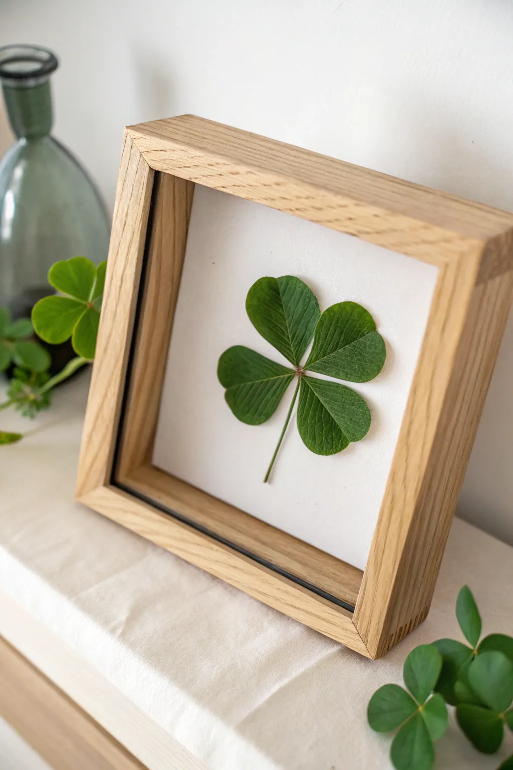 Embrace the charm of simplicity with this Lucky Shadow Box, where nature's beauty meets minimalist design.