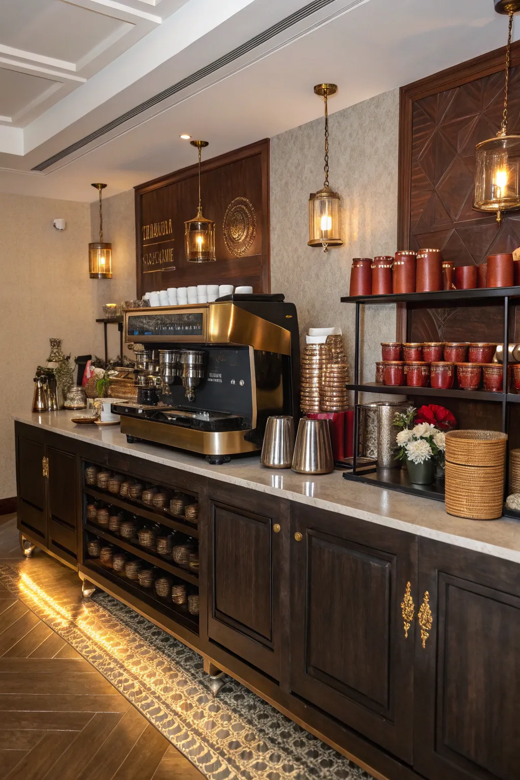 Achieve a balance of style and functionality with a thoughtfully arranged coffee station.