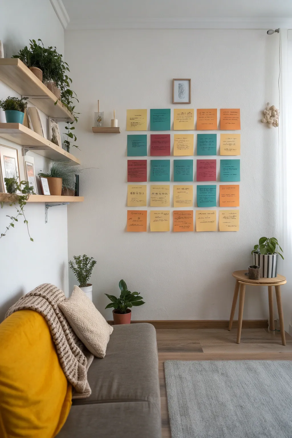 Transform your space with a vibrant message wall—a daily dose of inspiration with a Scandinavian-Boho twist!