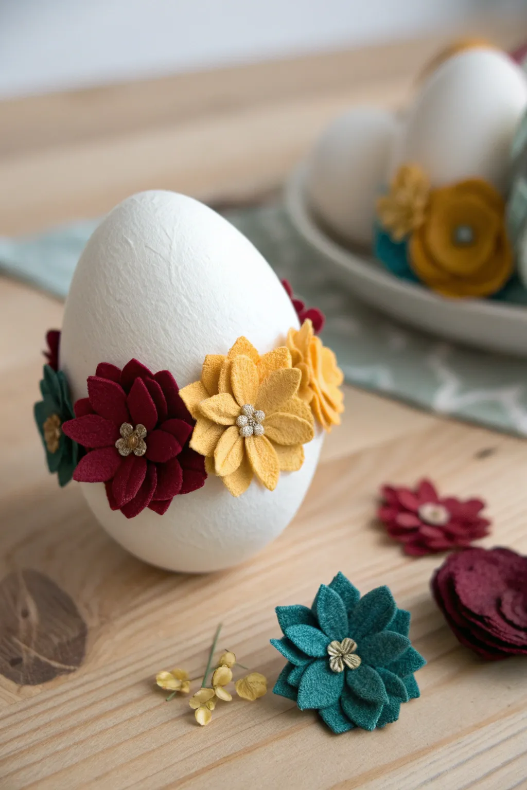 Bring the garden indoors with these enchanting floral eggs, a perfect blend of simplicity and vibrant beauty.