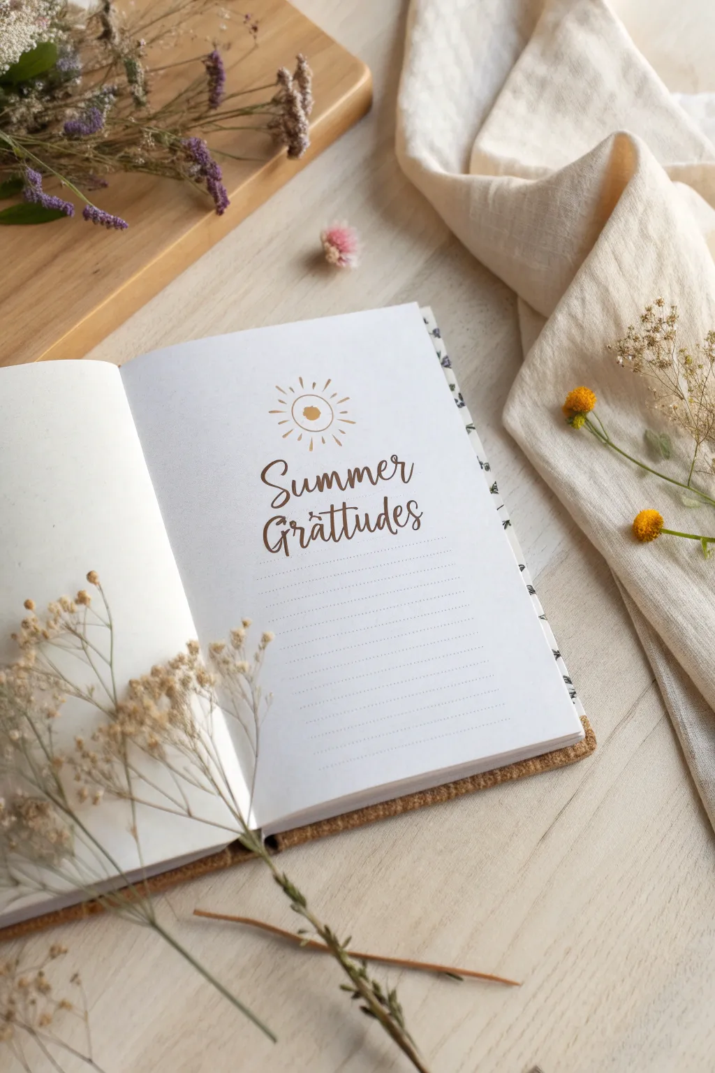 Capture the essence of summer with a gratitude page in your journal, where simplicity meets heartfelt reflection.