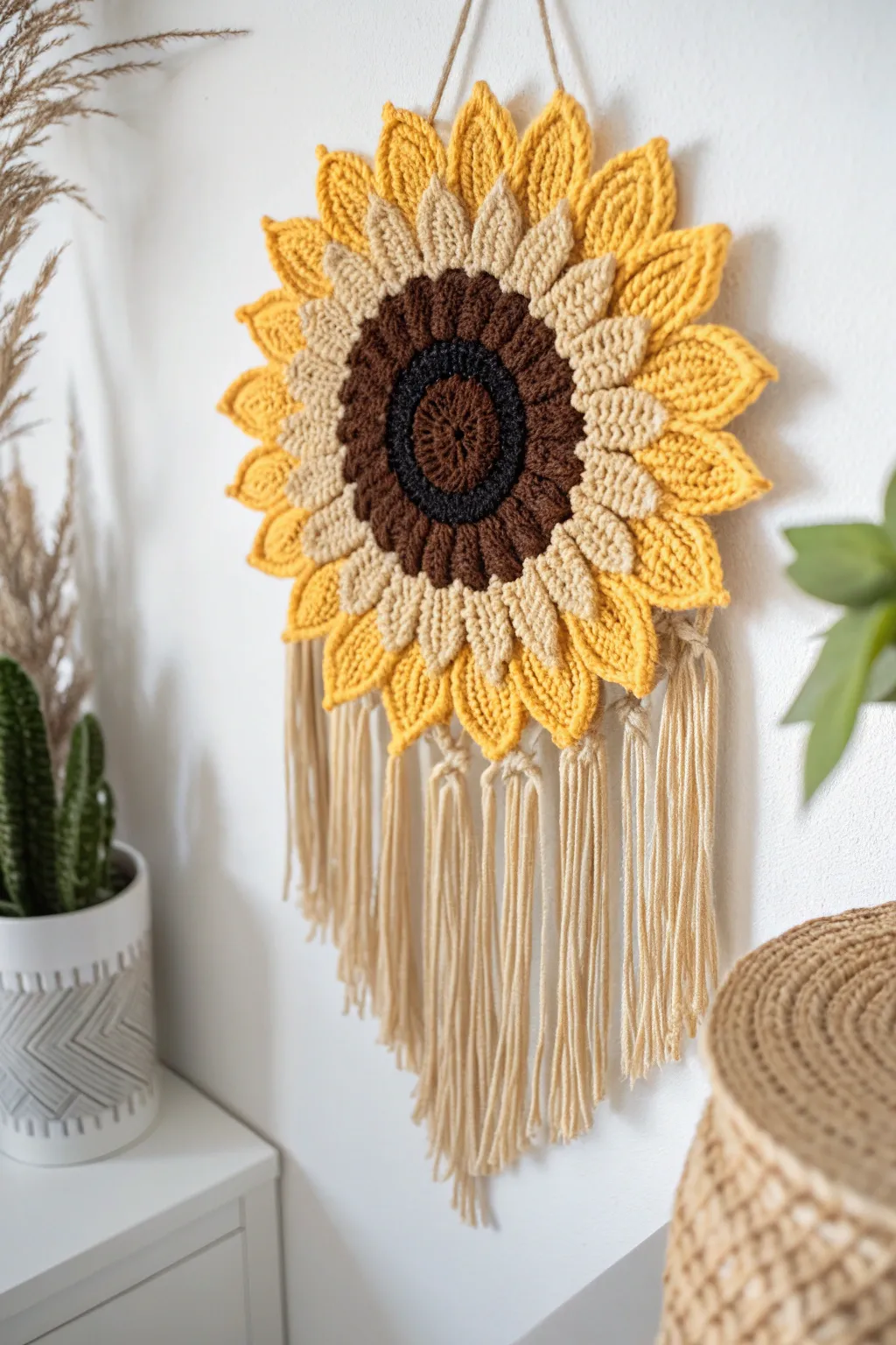 Craft your space with a touch of sunshine: Sunflower crochet patterns that brighten any room.