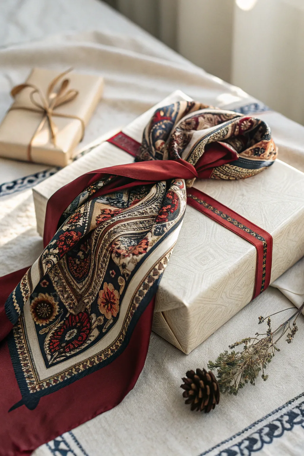 Transform your gifts with vintage charm: sustainable wrapping at its finest.