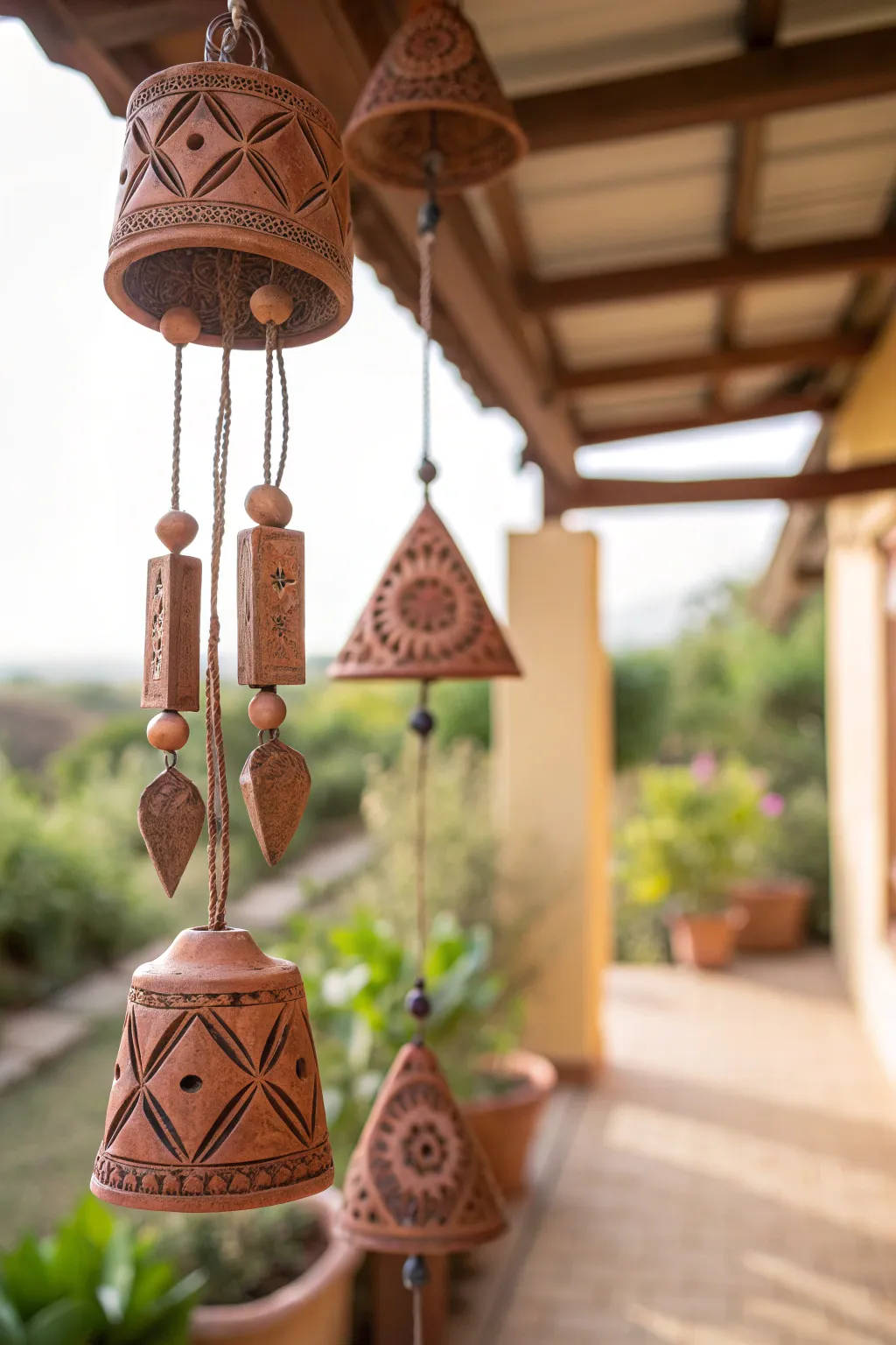 Embrace tranquility with terracotta melodies on your patio.