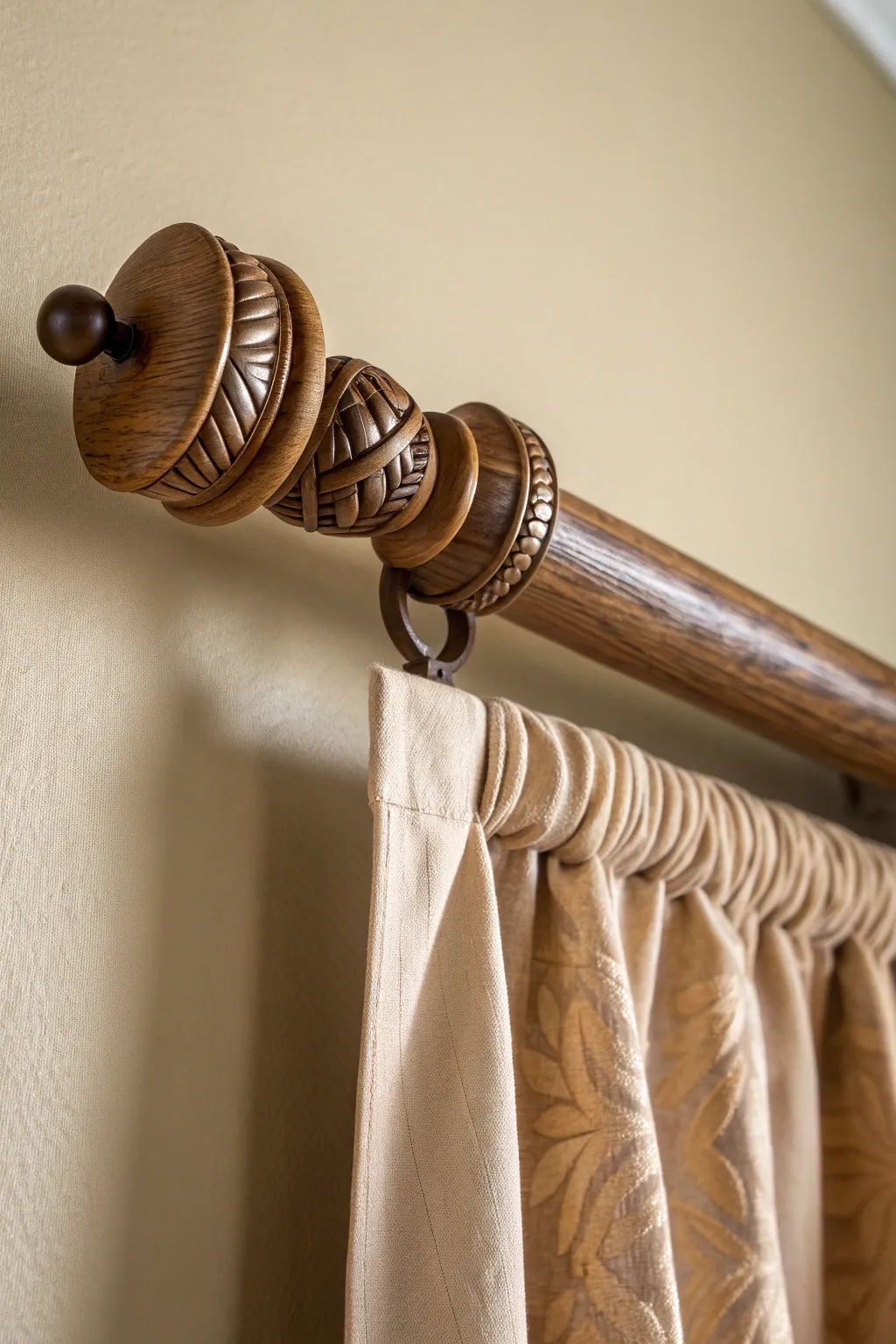 Elevate your space with the timeless elegance of handcrafted wooden curtain rods.