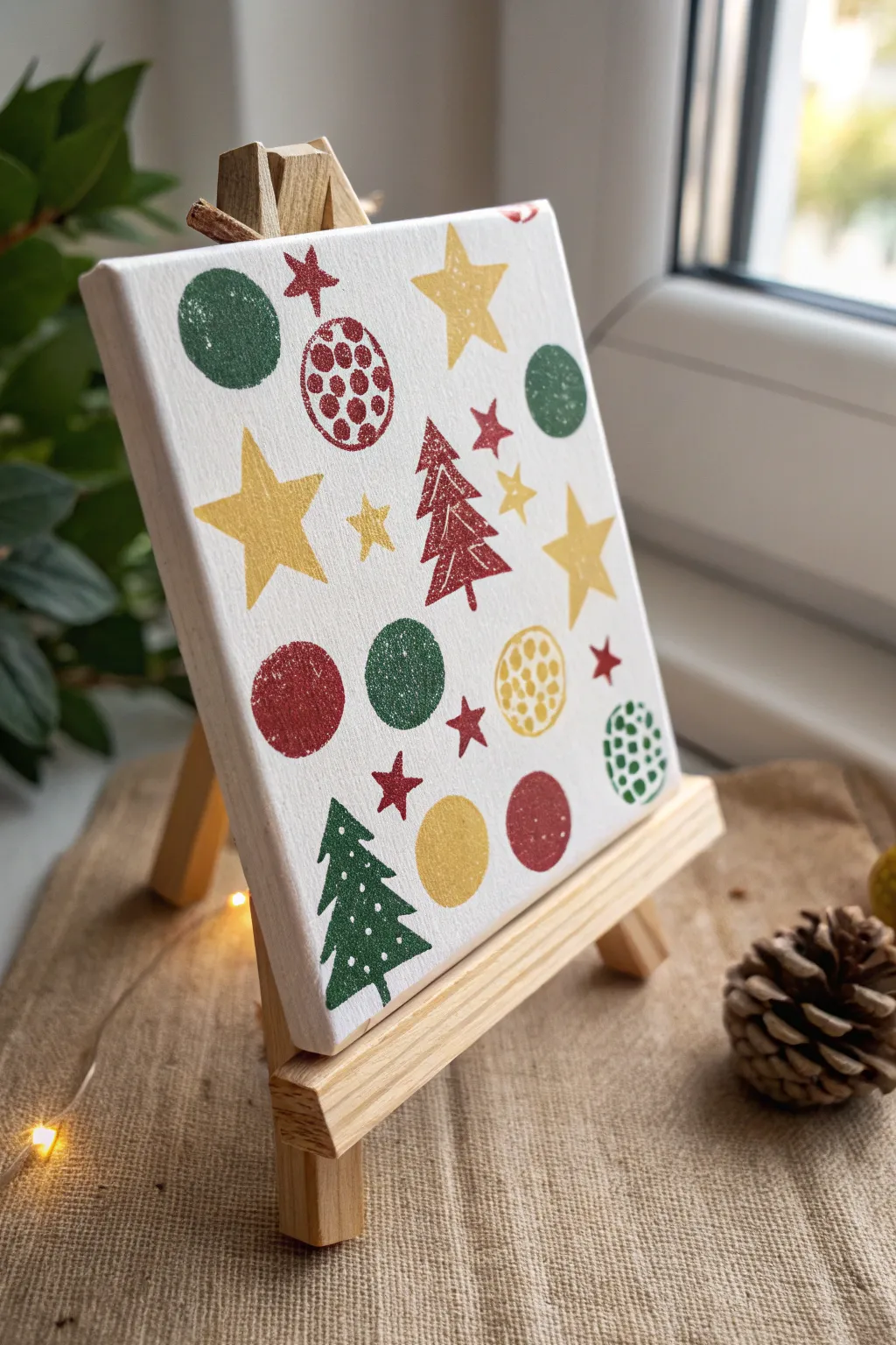 Unleash your little one's creativity with festive pattern stamps for a joyful Christmas canvas!