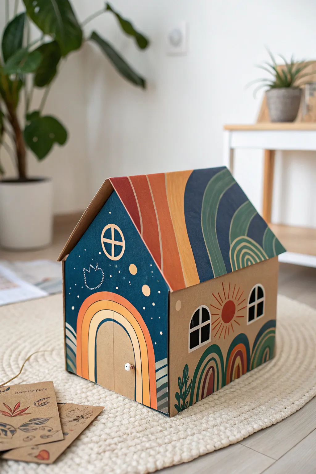 Unleash your little one's creativity with this charming cardboard house painting project. Where imaginative play meets vibrant artistry!