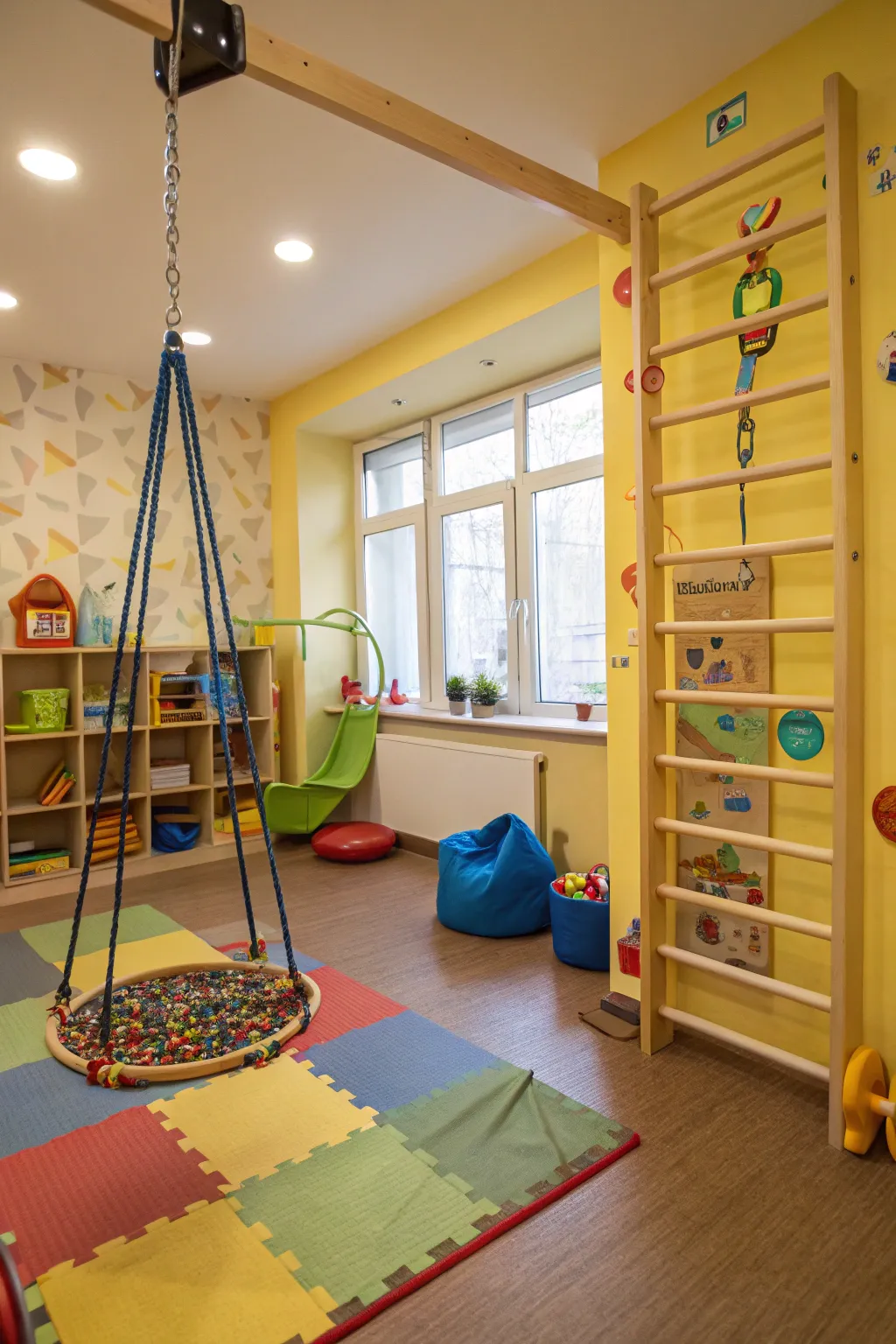Interactive play elements encourage physical activity.