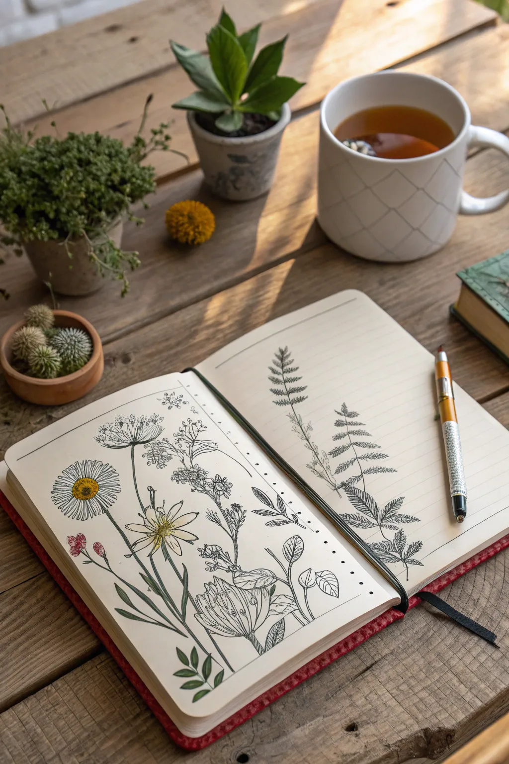 Unleash your creativity with thematic pages in your traveler's notebook—where nature meets art in minimalist beauty.