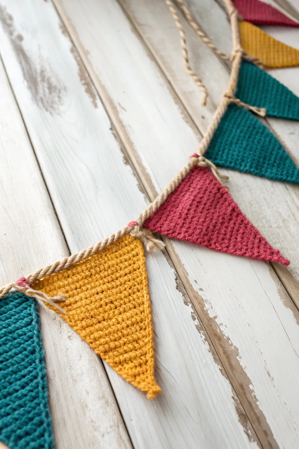 Add a touch of vibrant charm to your space with this handcrafted triangle banner!