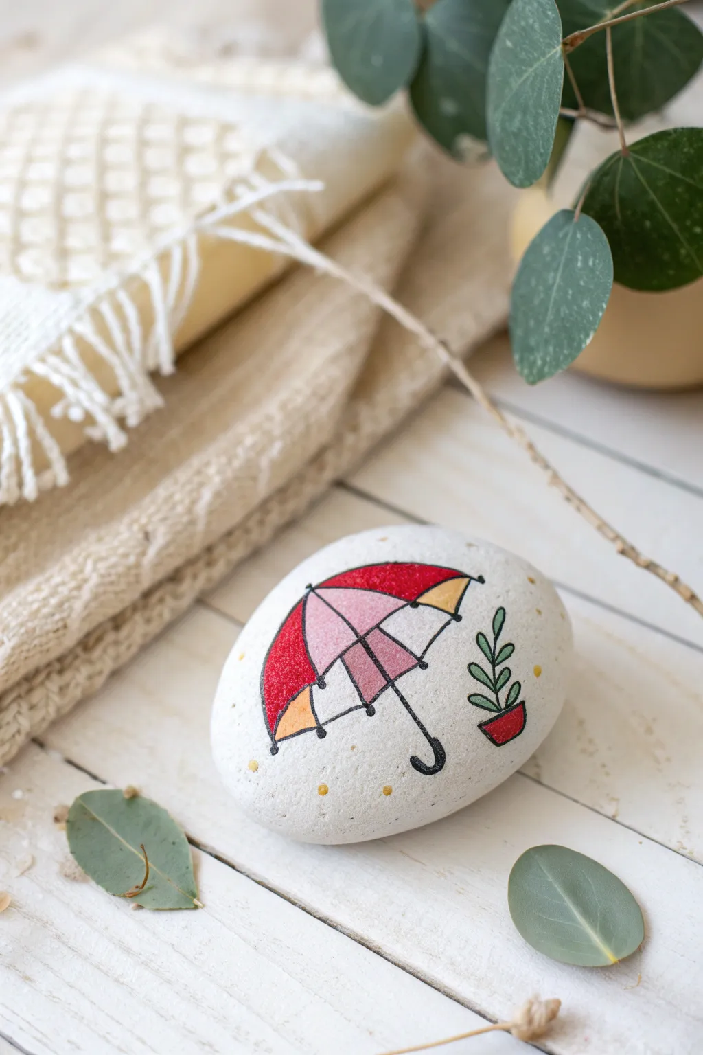 Add a splash of color to your rainy days with these charming painted pebbles! 🌧️☂️ #CraftJoy #MinimalistArt