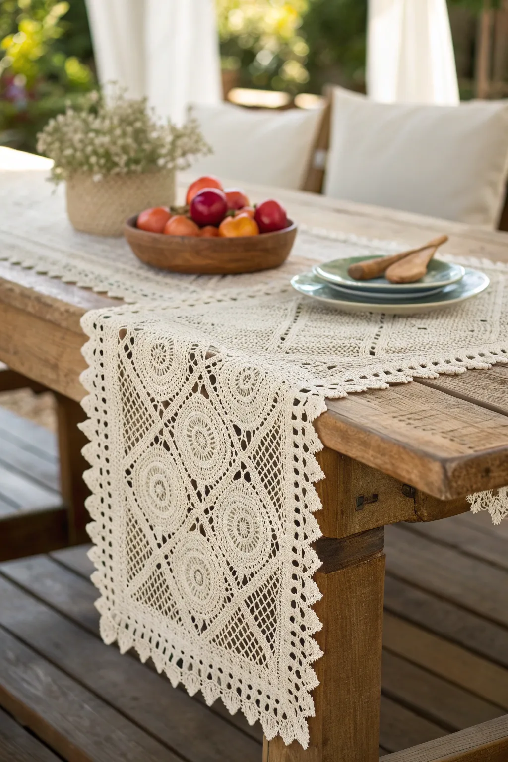 Add a touch of elegance to your table with this exquisite lace runner, perfect for a minimalist yet bold dining experience.