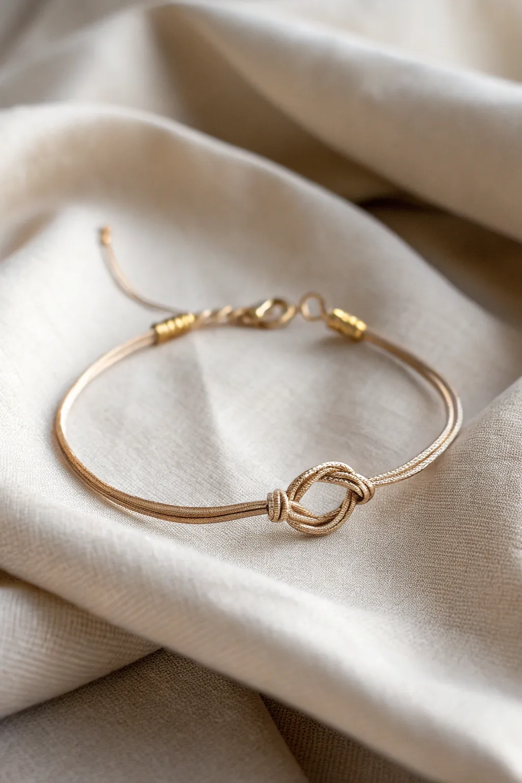 Embrace timeless elegance with a minimalist love knot bracelet, a perfect symbol of subtle, eternal love.