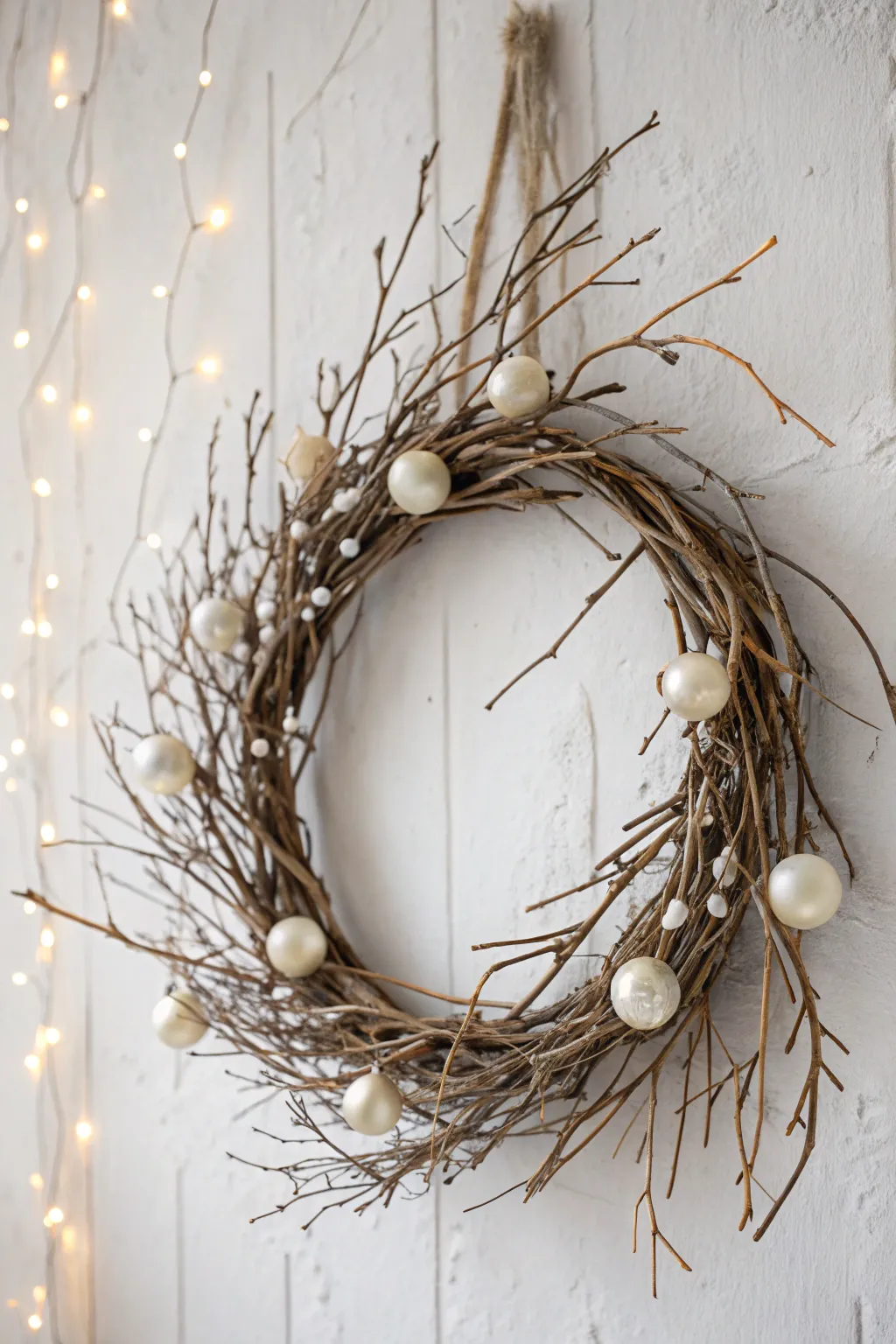 Elevate your Valentine’s decor with a touch of elegance—craft a minimalist wreath adorned with pearls for timeless sophistication.