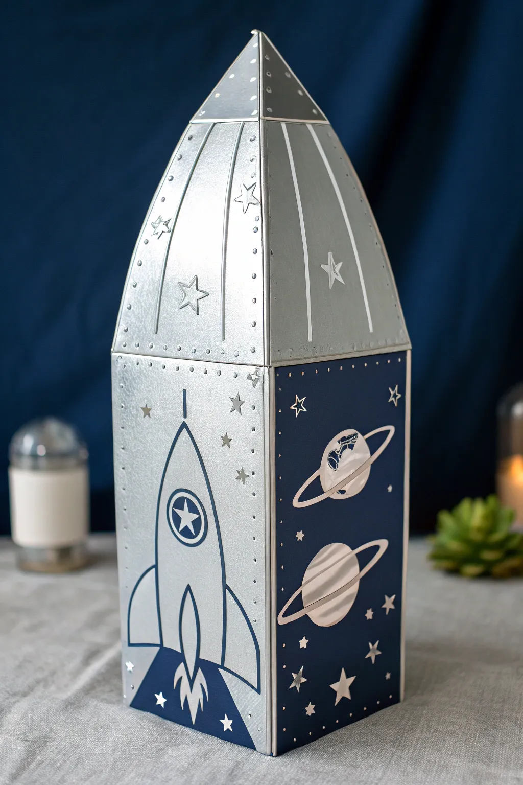 Launch into love with this stellar NASA-inspired Valentine's box! 🚀✨ Perfect for little space adventurers. #ValentinesDay #SpaceOdyssey #MinimalistDesign