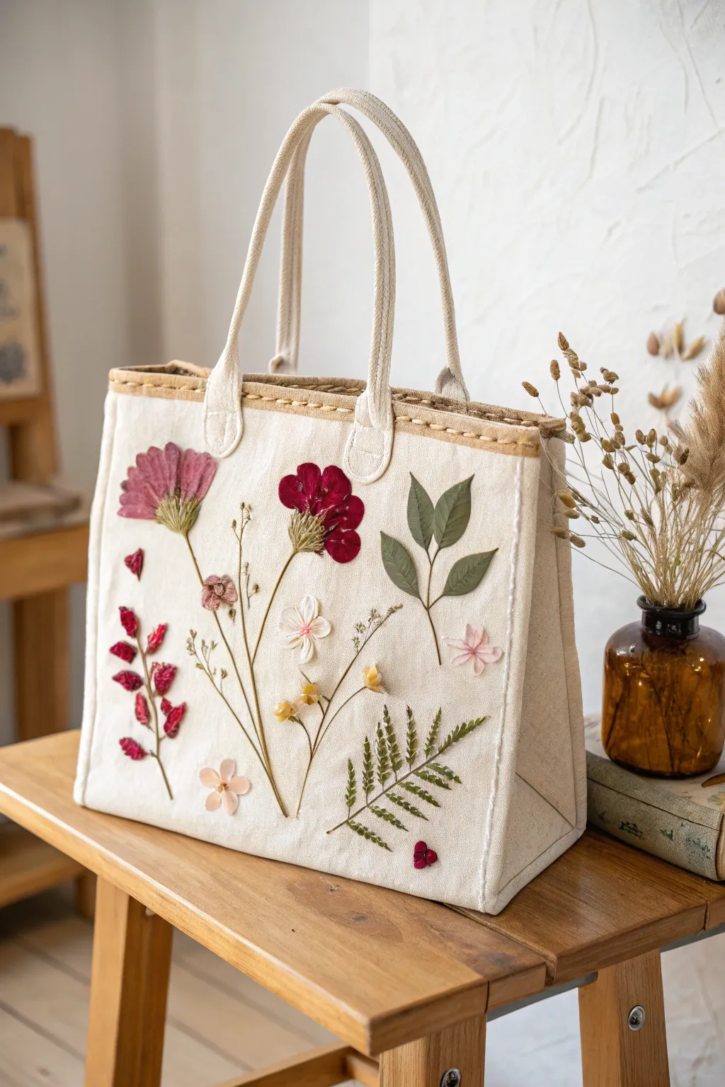 Embrace nature's elegance this Valentine's Day with a beautifully crafted bag adorned with pressed flowers. 🌿 #NatureInspired #ValentinesDay