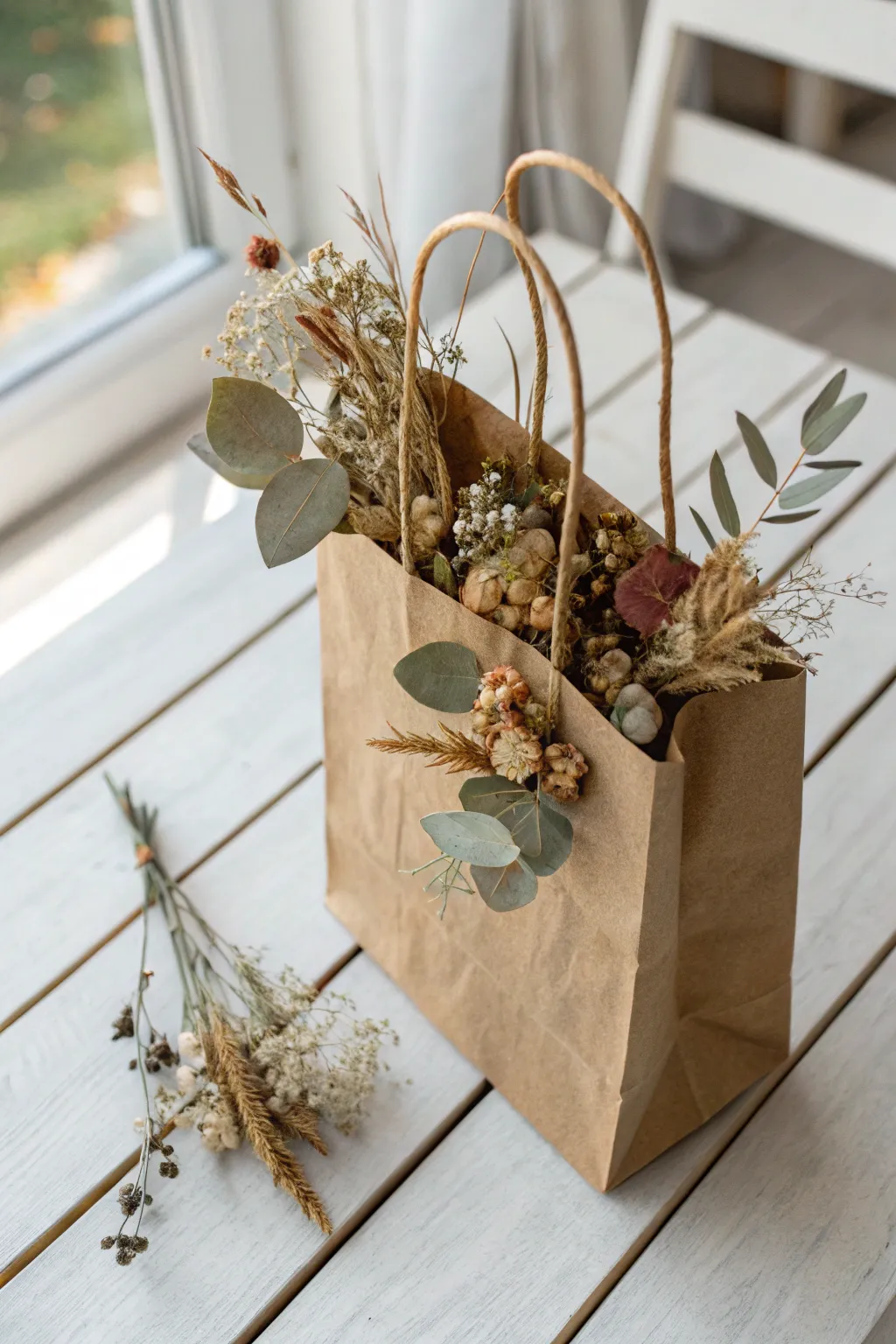 Embrace the beauty of simplicity with this nature-inspired Valentine's Day paper bag, perfect for a touch of rustic elegance.