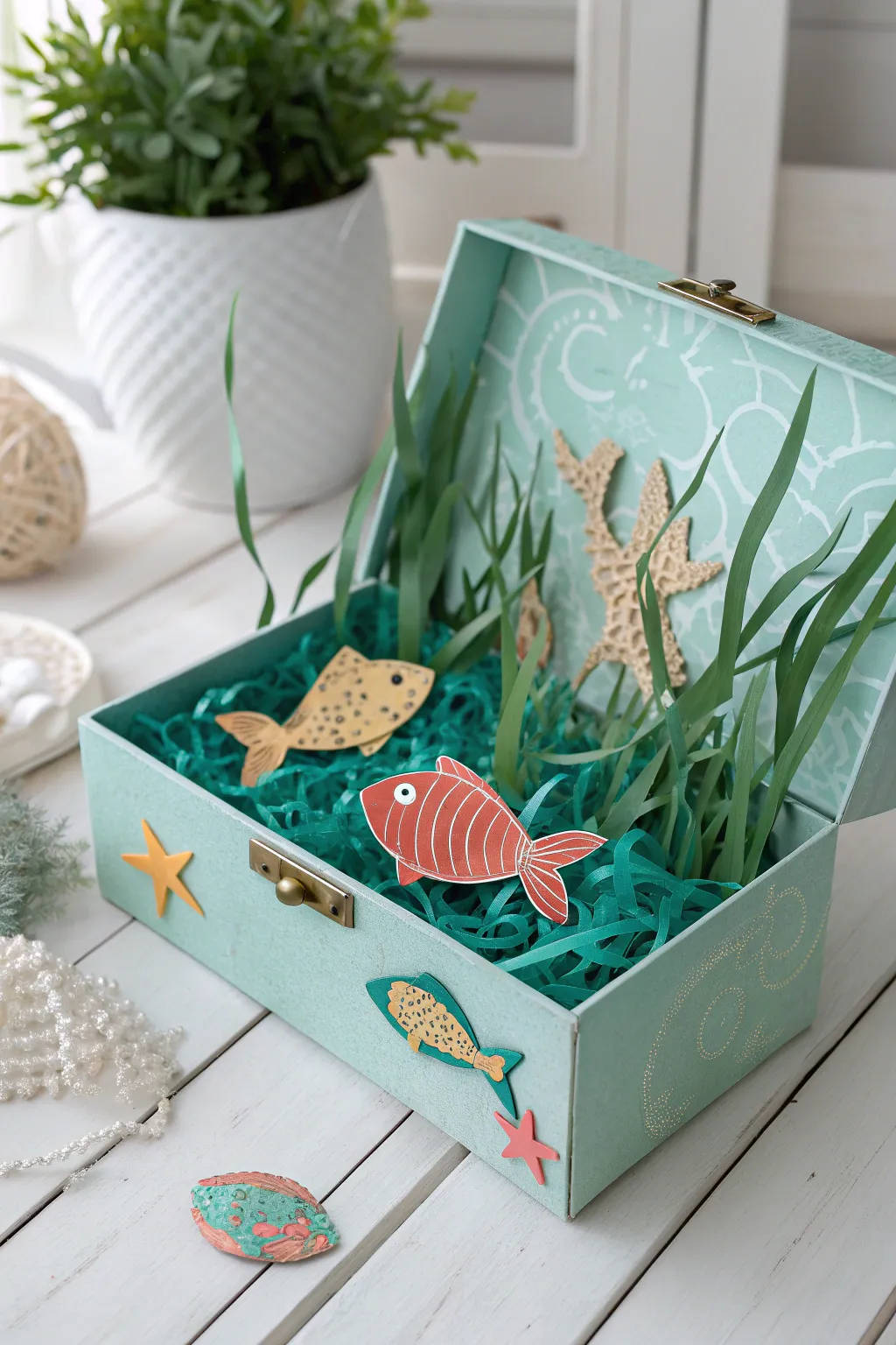 Dive into creativity with this charming 'Under the Sea' shoebox, perfect for a splashy Valentine's Day surprise!